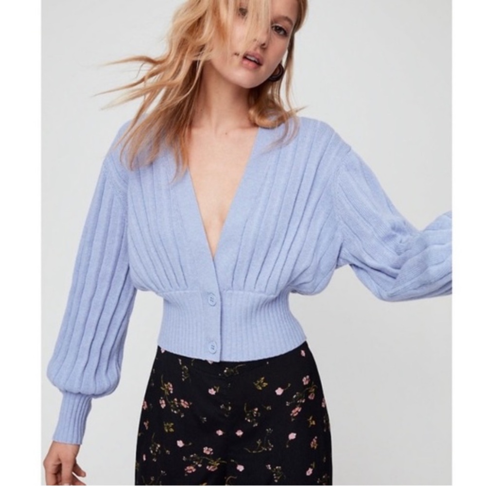 ARITZIA WILFRED PLUNGE CARDIGAN - BABY BLUE